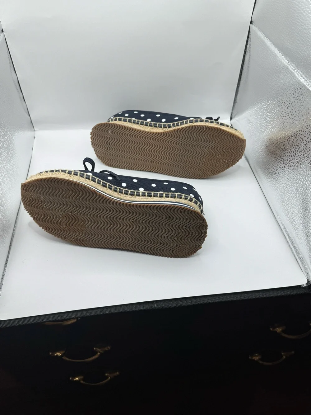 Tory Burch Navy Polka Dot Espadrille Sneakers